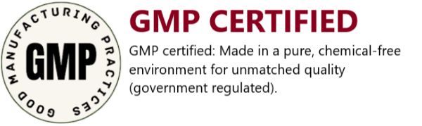 GMP CERTIFIED A pure, chemical-free environment. Nothing Comes Close Good Manufacturing Practices Certified. The government monitors all processes and ensures what the label says is exactly what is in the bottle. Very few companies qualify to carry this seal.