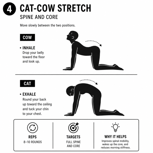 4. Cat-Cow (Spine and Core)